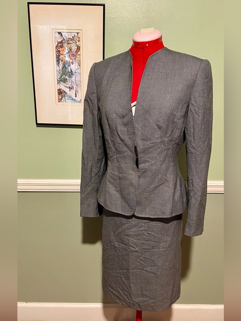 Tahari ASL Grey Skirt Suit